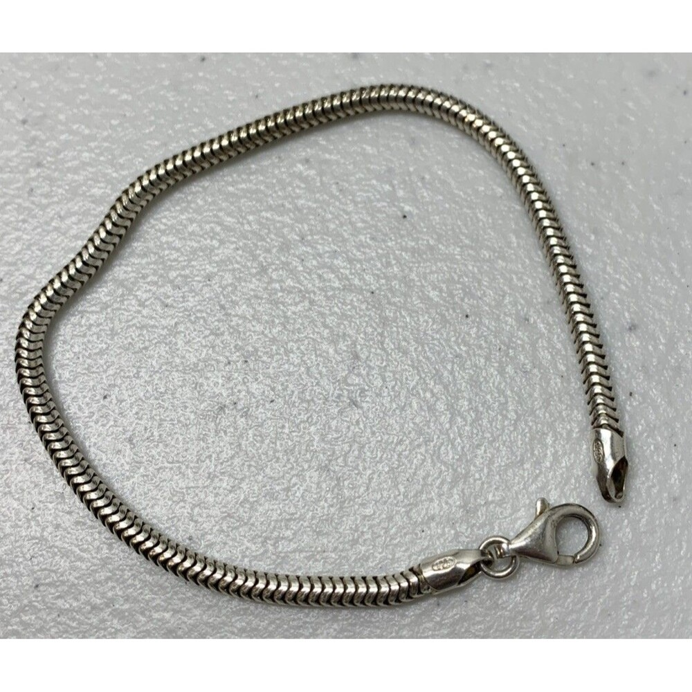 Sterling Silver Snake Chain Bracelet Anklet 7.25” 4mm Unisex Vintage Charm